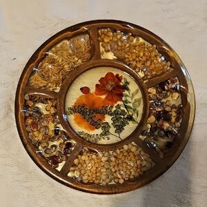 Trivet 70s VINTAGE Lucite Home Decor Platter Floral Ladybug  Kitchen Mid Century